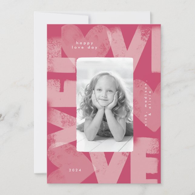 Tarjeta Festiva Chalky Graffiti Fun Red Valentine Photo Card (Anverso)