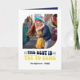 Tarjeta Festiva Champagne Brillo de Medianoche Foto Retro de Año N