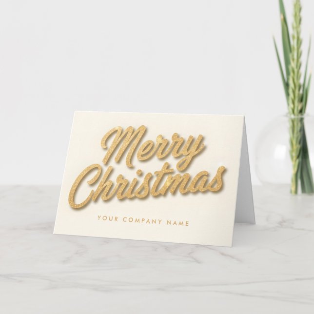 Tarjeta Festiva Champagne Foil Retro Script Merry Christmas (Anverso)