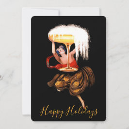 Tarjeta Festiva Champagne Toast Holiday Flat Card