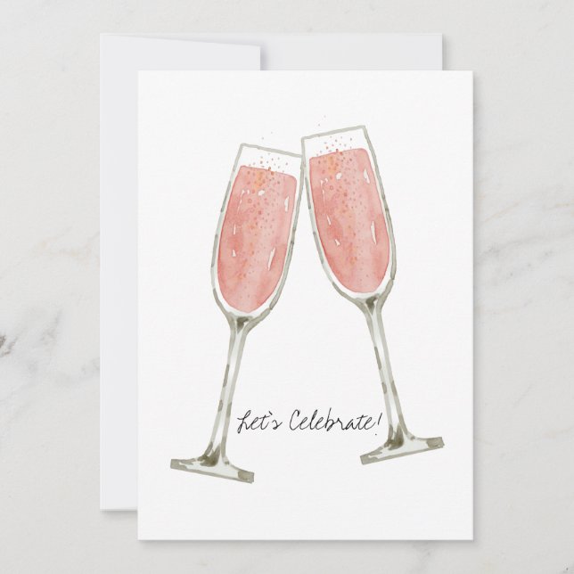 Tarjeta Festiva Champange rosa personalizado (Anverso)