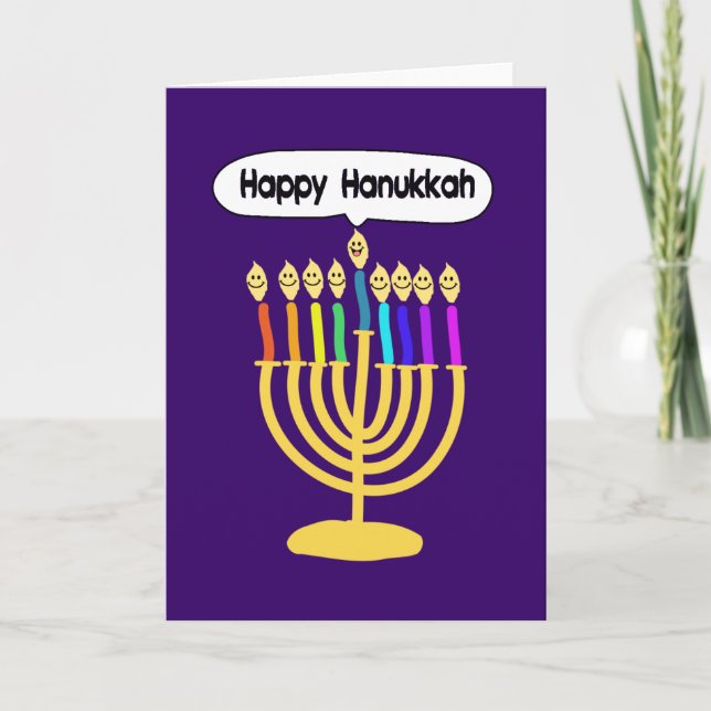 Tarjeta Festiva Channukah feliz Menora/Chanukia (Anverso)