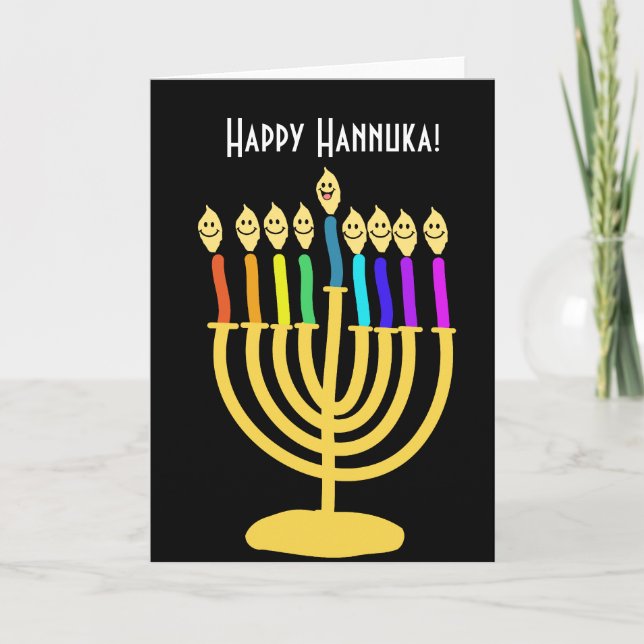 Tarjeta Festiva Channukah feliz Menora/Chanukia (Anverso)
