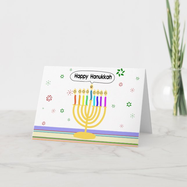 Tarjeta Festiva Channukah feliz Menora/Chanukia (Anverso)