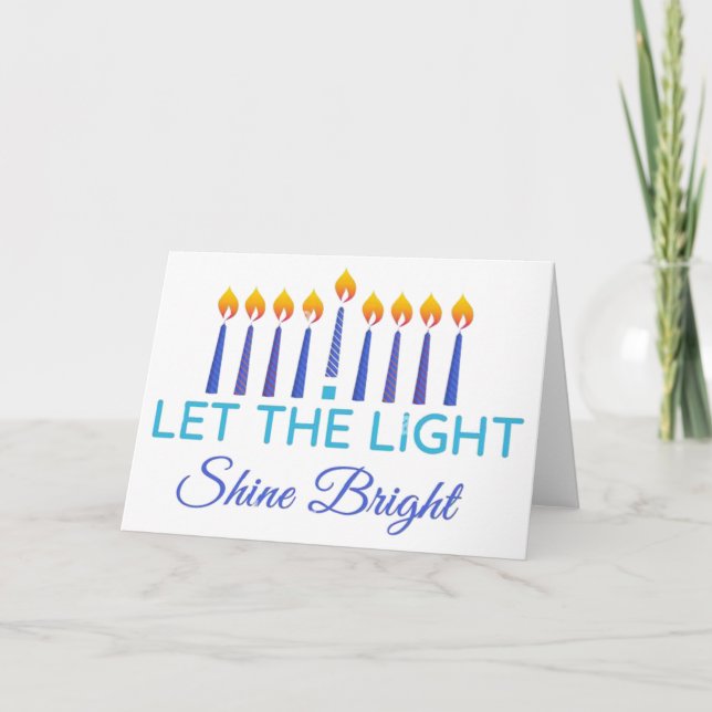 Tarjeta Festiva Chanukkah Let The LIght Shine Bright (Anverso)