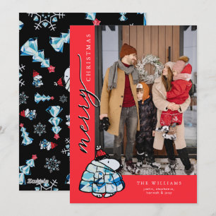 Tarjeta Festiva Chaqueta acolchada de invierno de Snoopy Cacahuete
