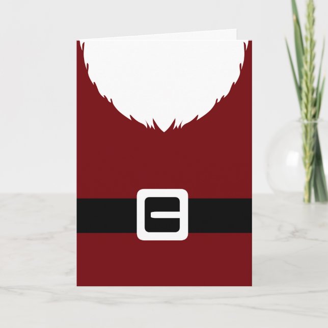 Tarjeta Festiva Chaqueta y correa roja de Santa Claus (Anverso)