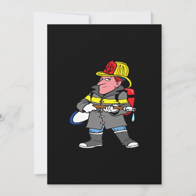 Tarjeta Festiva Chaqueta y rescate de cascos para bomberos en el f (Anverso)