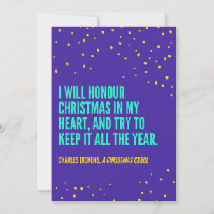 Tarjeta Festiva Charles Dickens cita para la víspera de Navidades