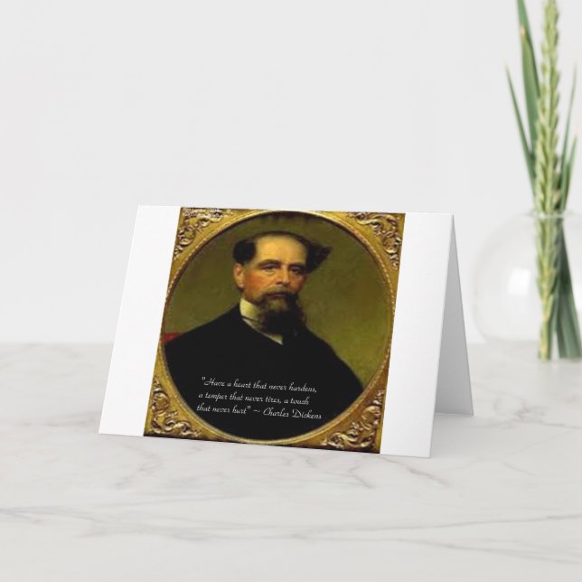Tarjeta Festiva Charles Dickens y la sincera cita (Anverso)