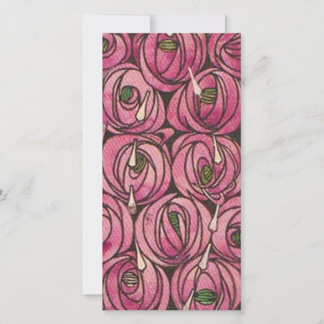 Tarjeta Festiva Charles Rennie Mackintosh - Rosas (Anverso)