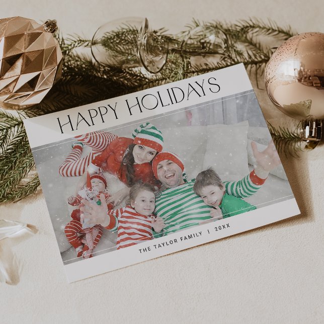Tarjeta Festiva CHARLIE Black Happy Holidays Xmas Photo Navidades (CHARLIE Black Happy Holidays Xmas Photo Christmas Holiday Card)