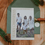 Tarjeta Festiva CHARLIE Gold Family Photo Boho Merry Christmas<br><div class="desc">Tarjeta de Navidad CHARLIE Gold Family Photo Boho Merry. Personalice la parte delantera de la tarjeta con una foto,  su apellido y el año. Personalice la parte posterior con un saludo de vacaciones opcional o noticias familiares,  y su apellido.</div>