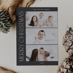 Tarjeta Festiva CHARLIE Gray Printable 3 Navidades de fotografía f