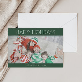 Tarjeta Festiva CHARLIE Green Happy Holidays Xmas Photo Navidades