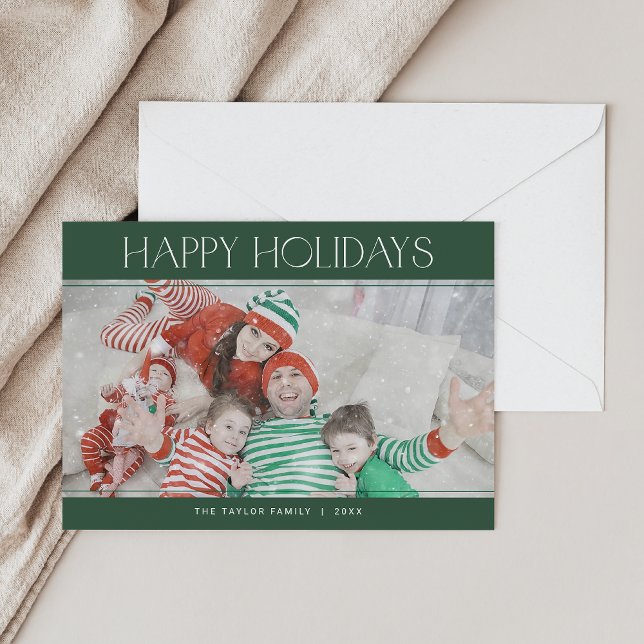 Tarjeta Festiva CHARLIE Green Happy Holidays Xmas Photo Navidades (CHARLIE Green Happy Holidays Xmas Photo Christmas Holiday Card)