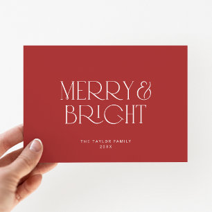 Tarjeta Festiva CHARLIE Navidades de la familia Red Moderna Merry