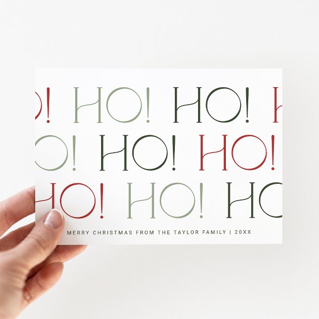 Tarjeta Festiva CHARLIE Red Green Fun Ho Ho Familia Navidades (CHARLIE Red Green Fun Ho Ho Ho Family Christmas Holiday Card)