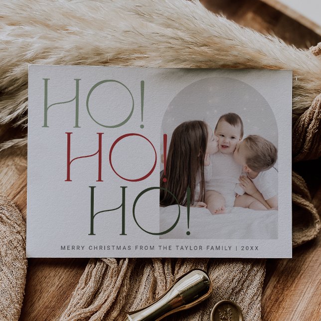 Tarjeta Festiva CHARLIE Red Green Ho Ho Navidades de fotografía fa (CHARLIE Red Green Ho Ho Ho Family Photo Christmas Holiday Card)