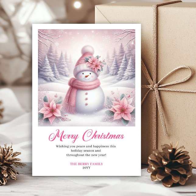 Tarjeta Festiva Charming Pinkmas Editable Winter Scene Christmas  (Charming Pinkmas Editable Winter Scene Christmas Greeting Card

)