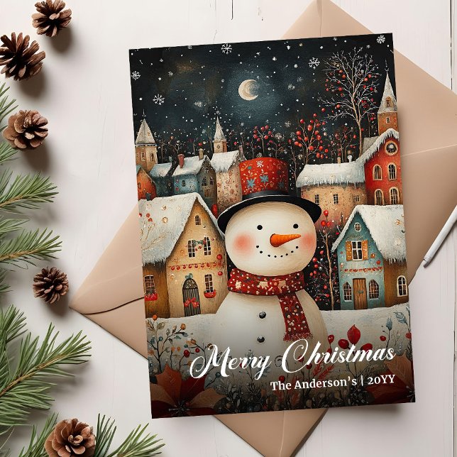 Tarjeta Festiva Charming retro Christmas scene festive card (Charming retro Christmas tree festive card template

)