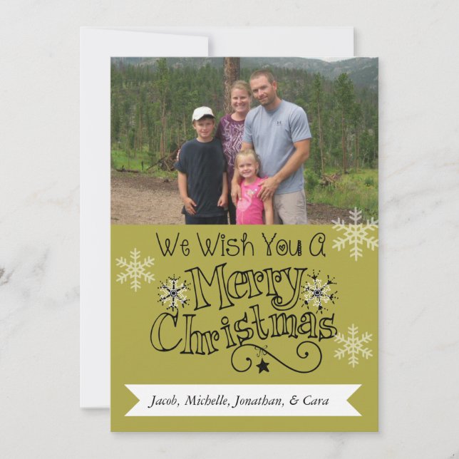 Tarjeta Festiva Chartreuse Merry Christmas Photo Holiday Card (Anverso)