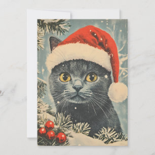Tarjeta Festiva Chartreux Cat Navidades