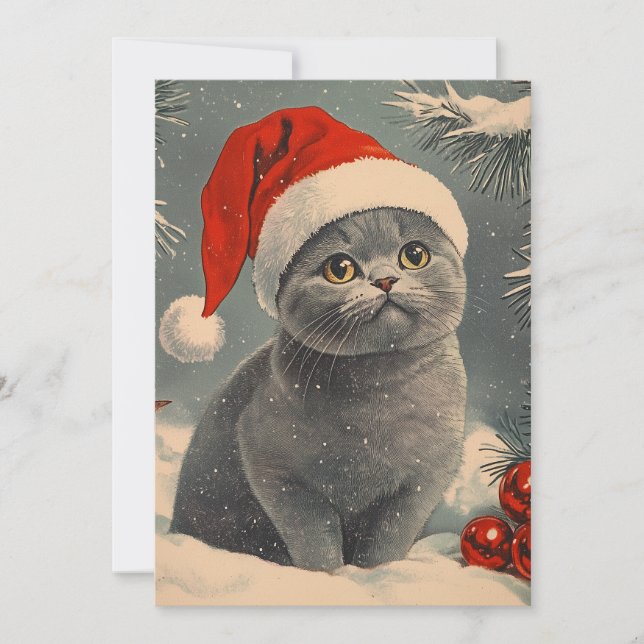 Tarjeta Festiva Chartreux Cat Navidades (Anverso)
