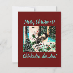 Tarjeta Festiva Chatter de Navidades de Chickadee