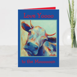 Tarjeta Festiva Cheeky Cow Card te ama a la luna
