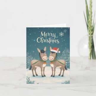Tarjeta Festiva Cheerful Donkeys Christmas Card
