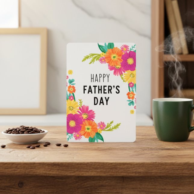 Tarjeta Festiva Cheerful Floral Corner Happy Father's Day Card (Cheerful Floral Corner Happy Father's Day Card)