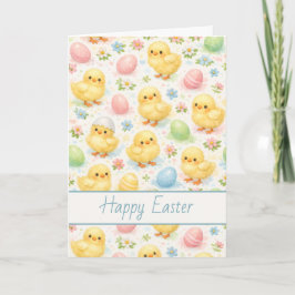 Tarjeta Festiva Cheerful Watercolor Chick & Egg Easter Card