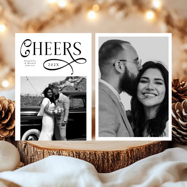 Tarjeta Festiva Cheers New Year Modern Chic Stylish 2 Photo (Subido por el creador)