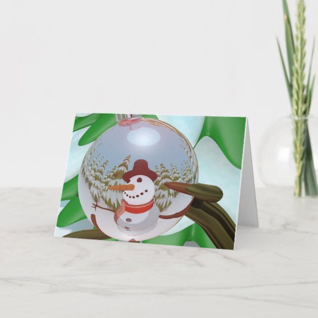 Tarjeta Festiva Cheery Snowman Holiday Card (Anverso)