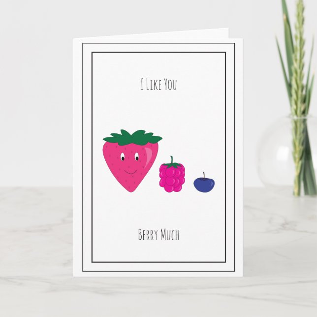 Tarjeta Festiva Cheesy El día de San Valentín Card - Berries (Anverso)
