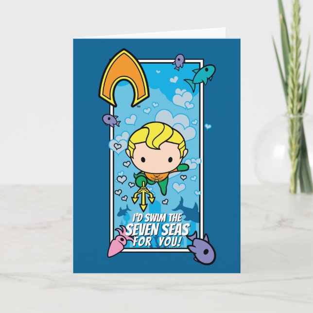 Tarjeta Festiva Cheet Aquaman - Nadaré los siete mares (Anverso)