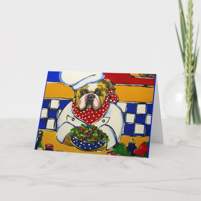 Tarjeta Festiva Chef Bulldog (Anverso)