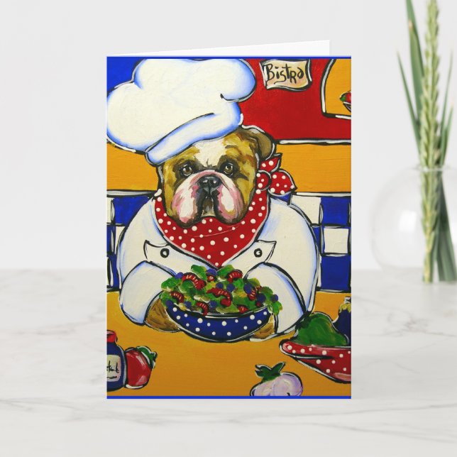 Tarjeta Festiva Chef Bulldog (Anverso)