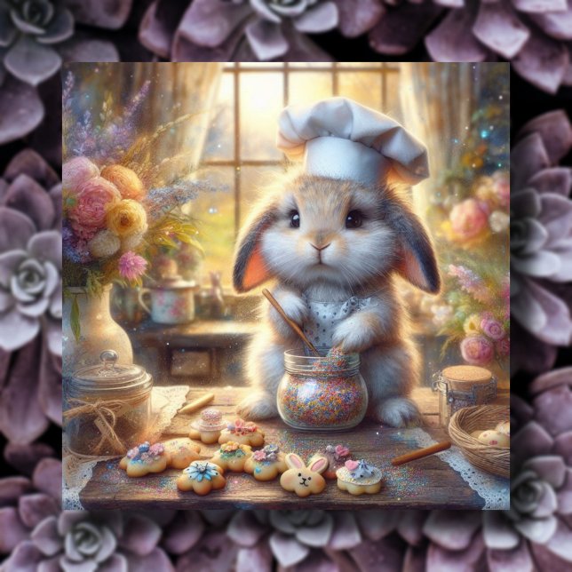 Tarjeta Festiva Chef Bunny Rainbow salpicó galletas de Pascua (Subido por el creador)