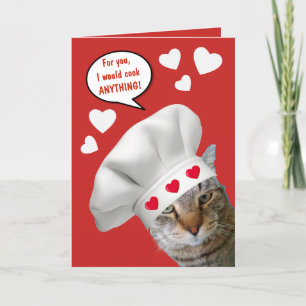 Tarjeta Festiva Chef Cat Funny El día de San Valentín