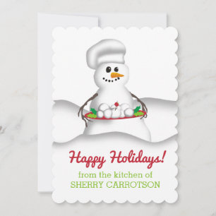 Tarjeta Festiva Chef de snowman de la cocina de vacaciones culinar