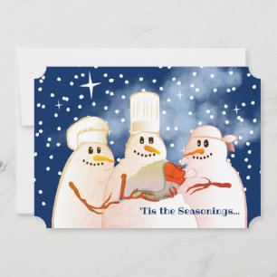 Tarjeta Festiva Chefs expertos en comida turca de snowman Navidade