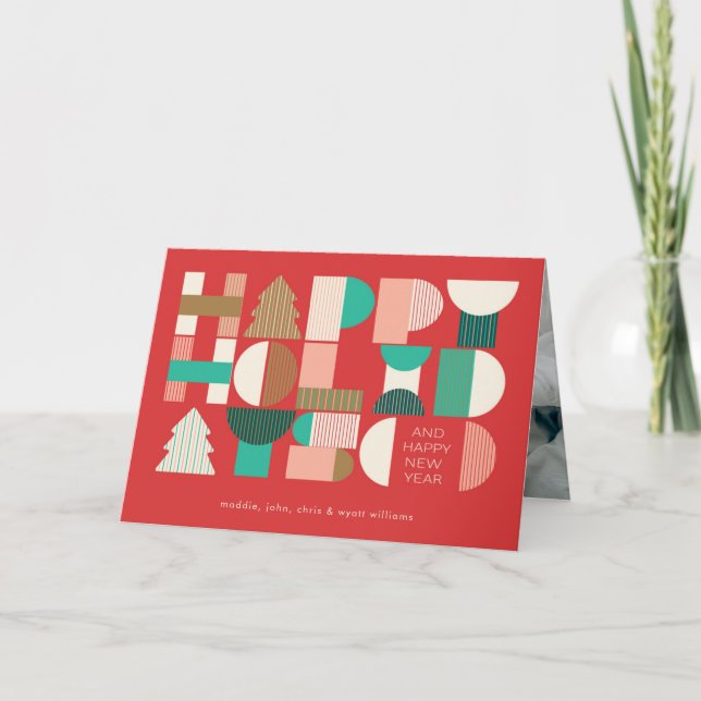 Tarjeta Festiva Cheque de feriado geométrico (Anverso)