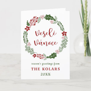Tarjeta Festiva Chequia Feliz Navidad, Veselé vánoce, Personalizad