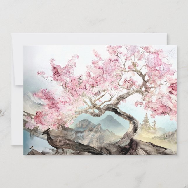 Tarjeta Festiva Cherry Blossom Serenade (Anverso)