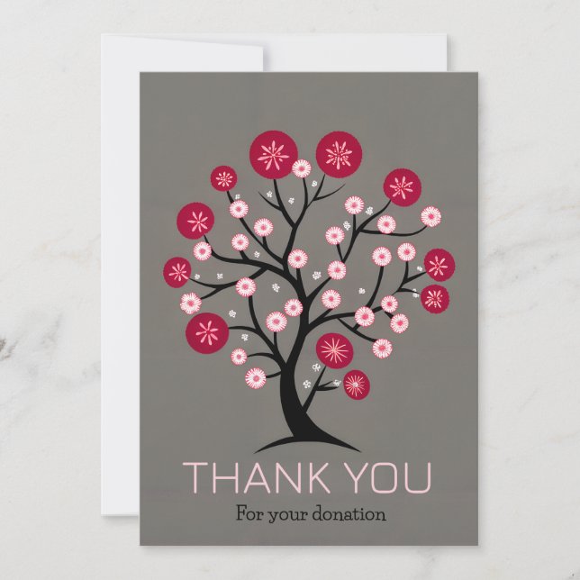 Tarjeta Festiva Cherry Blossom Tree Gracias Por Donar (Anverso)