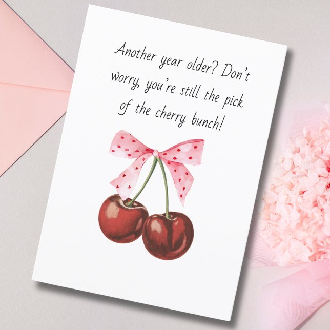 Tarjeta Festiva Cherry Pink Bow Funny novio marido Cumpleaños (Subido por el creador)