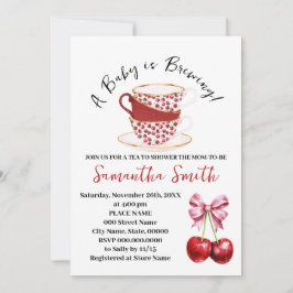 Tarjeta Festiva Cherry Pink Coquette Tea Baby Shower