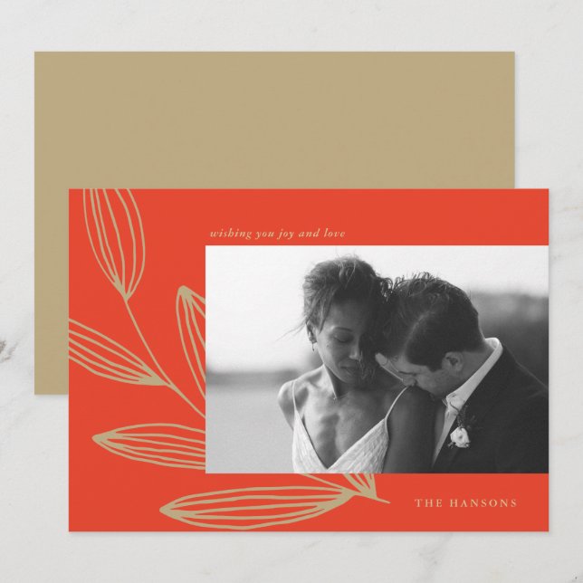 Tarjeta Festiva Cherry Red Sprout Photo Holiday Card (Anverso / Reverso)